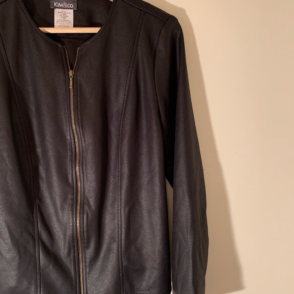 Kim & Co Faux Leather Jacket Size Xs View 2